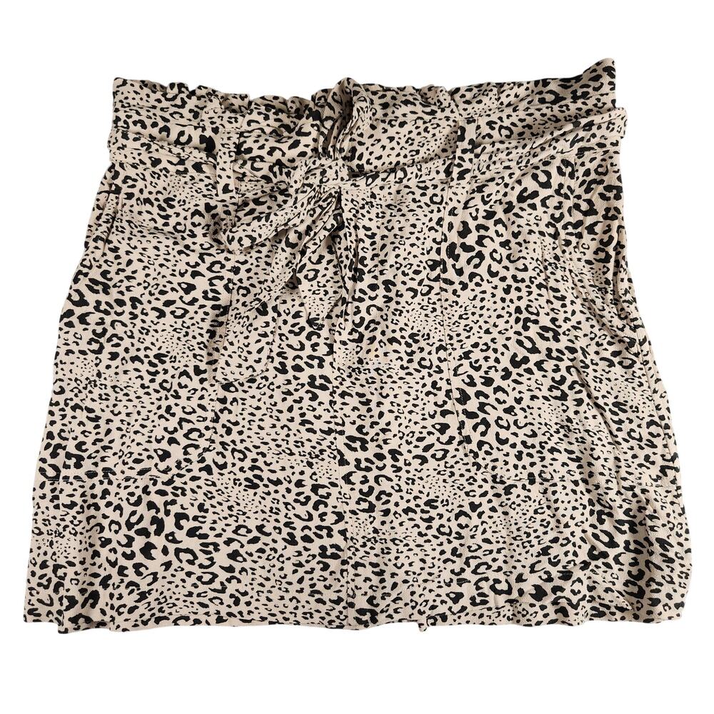 American Eagle Light Animal Cheetah Print Flowy Belted Pocket Mini Skirt - Large